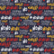 Retro Christmas Font Fabric - Blue - ineedfabric.com