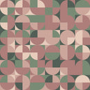 Retro Circular Pattern Fabric - Green/Pink - ineedfabric.com