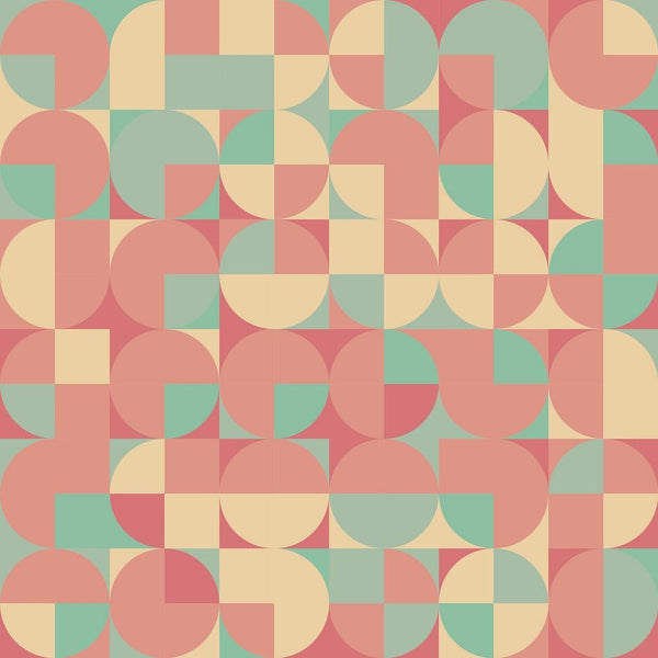 Retro Circular Pattern Fabric - Yellow/Pink - ineedfabric.com