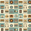 Retro Electronics Fabric - Tan - ineedfabric.com