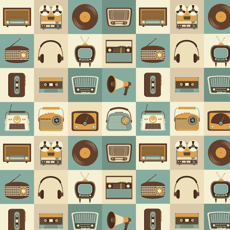 Retro Electronics Fabric - Tan - ineedfabric.com