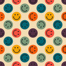Retro Emoji Smiley Faces Fabric - Tan - ineedfabric.com