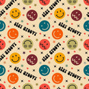 Retro Emojis Fabric - Tan - ineedfabric.com