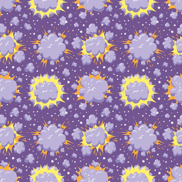 Retro Explosion Fabric - Purple - ineedfabric.com