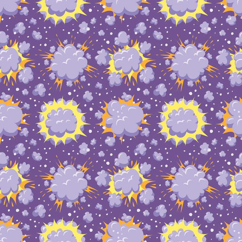 Retro Explosion Fabric - Purple - ineedfabric.com