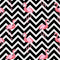 Retro Flamingo Chevron Zigzag Fabric - Black - ineedfabric.com