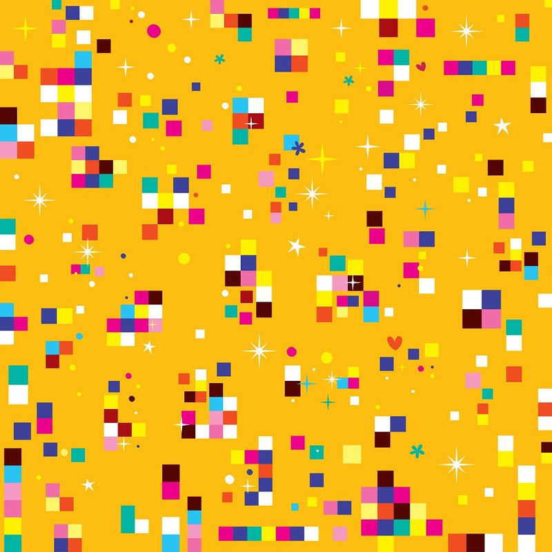Retro Fun Pixels Fabric - Orange - ineedfabric.com