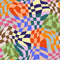 Retro Geometric Checkered Pattern 2 Fabric - ineedfabric.com