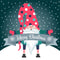 Retro Gnome Christmas Wishes Fabric Panel - Navy - ineedfabric.com