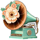 Retro Gramophone 4 Fabric Panel - ineedfabric.com