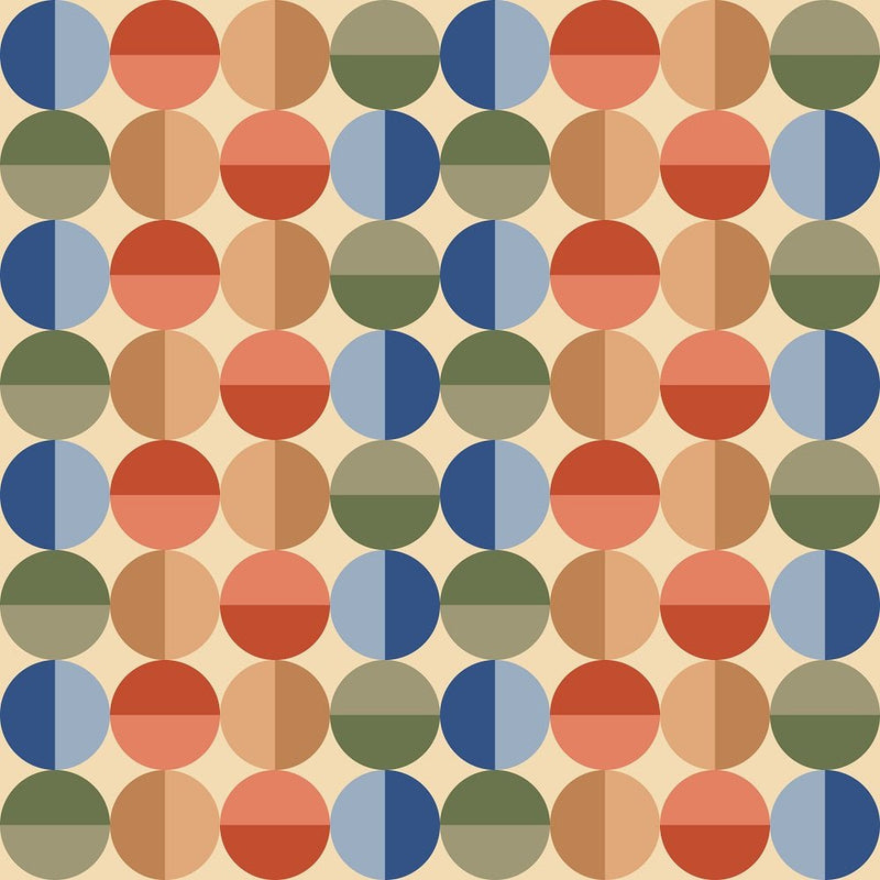 Retro Groove Circles Fabric - Tan - ineedfabric.com