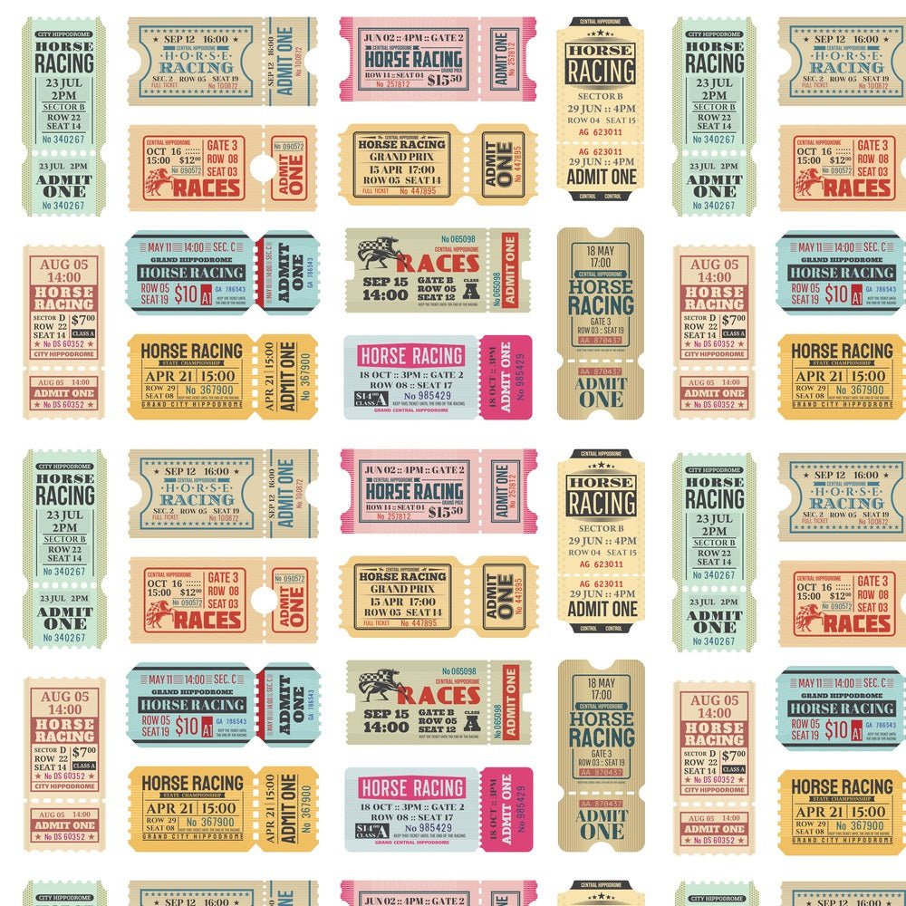 Retro Horse Racing Tickets Fabric – ineedfabric.com