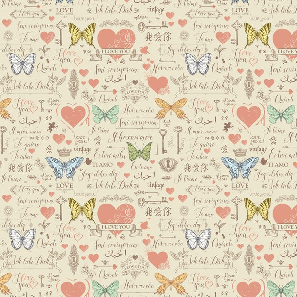 Retro Love Letters Fabric Variation 3 - ineedfabric.com