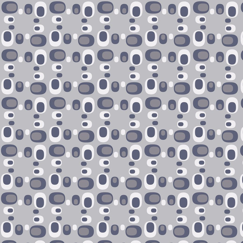 Retro Oval Fabric Variation 1 - Gray - ineedfabric.com