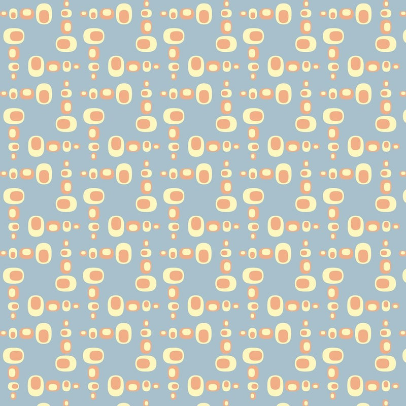 Retro Oval Fabric Variation 2 - Blue - ineedfabric.com