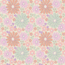 Retro Pastel Flowers Fabric - Pink - ineedfabric.com