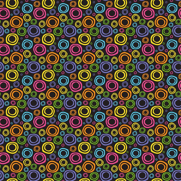 Retro Rainbow Circle Fabric - ineedfabric.com