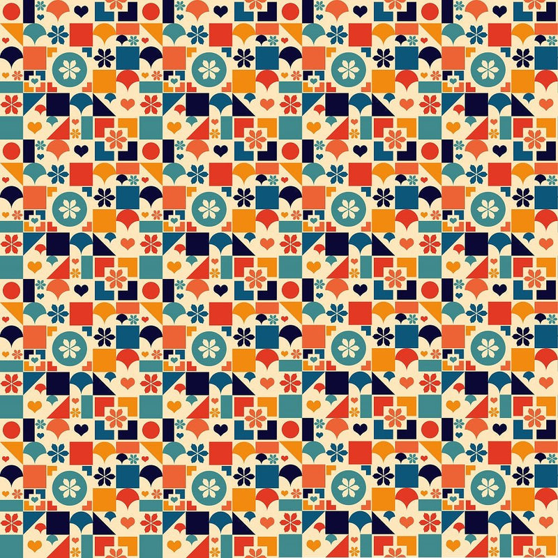 Retro Rainbow Pattern 13 Fabric - ineedfabric.com