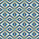 Retro Rhombus Shapes Fabric - Tan/Blue - ineedfabric.com