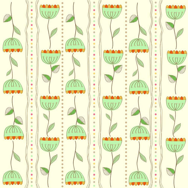 Retro Roses & Dots Fabric - Green - ineedfabric.com