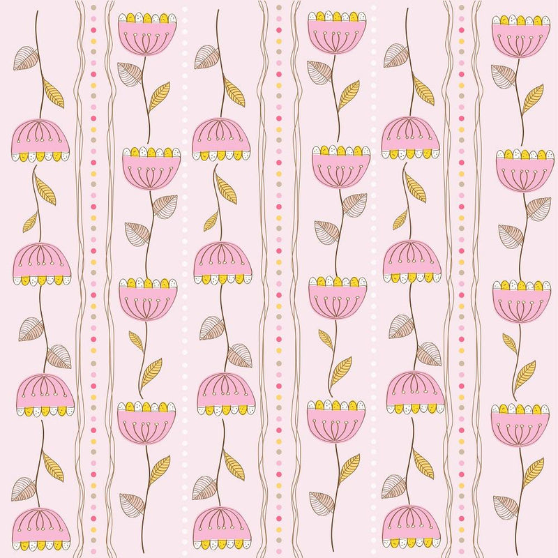 Retro Roses & Dots Fabric - Pink - ineedfabric.com