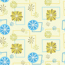 Retro Spirals Fabric - Blue/Yellow - ineedfabric.com