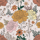 Retro Spring Floral Fabric - Tan - ineedfabric.com