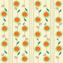 Retro Sunflowers & Dots Fabric - Tan - ineedfabric.com