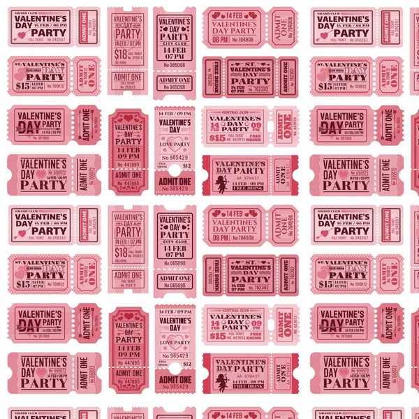 Retro Valentine's Day Party Tickets Fabric - ineedfabric.com