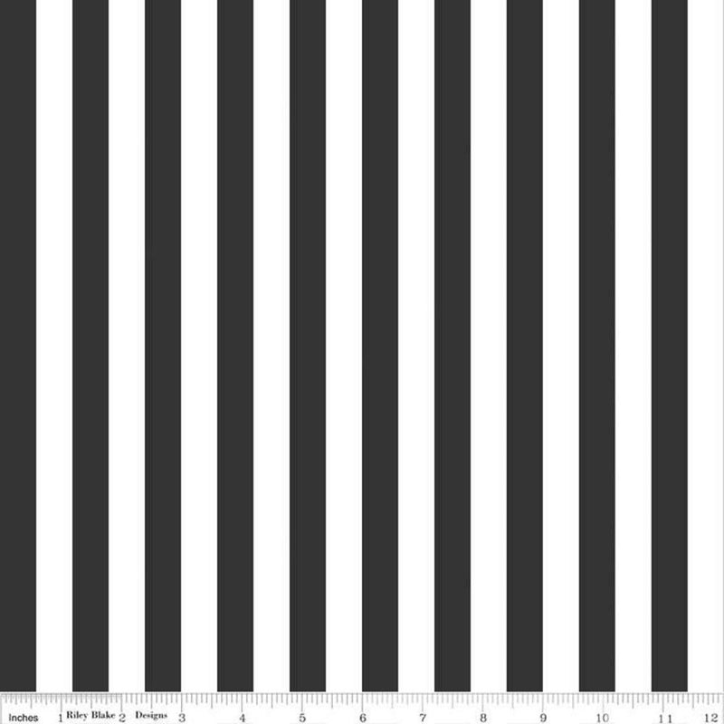 Riley Blake, 1/2" Striped Fabric - Black - ineedfabric.com