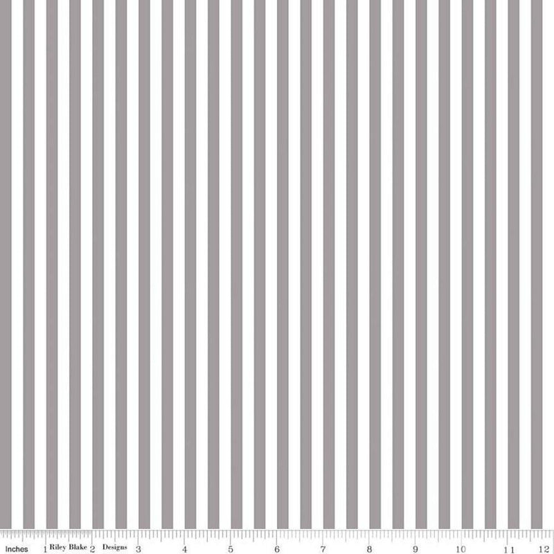 Riley Blake, 1/4" Striped Fabric - Gray - ineedfabric.com