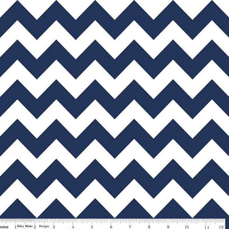 Riley Blake, 2" Chevron Stripes - Navy/White - ineedfabric.com