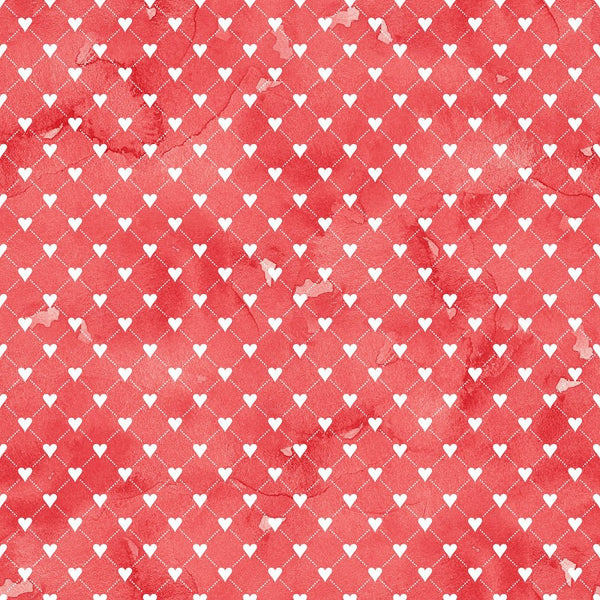Romantic Bouquets Hearts on Grunge Fabric - Red - ineedfabric.com