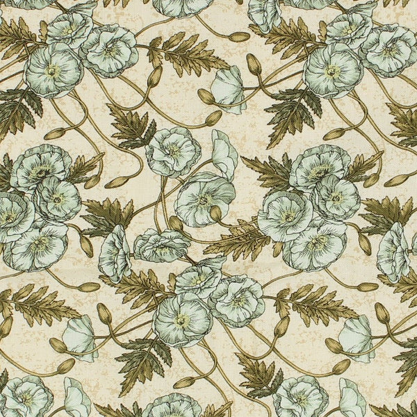 Romantic Garden Floral Fabric - Tan - ineedfabric.com