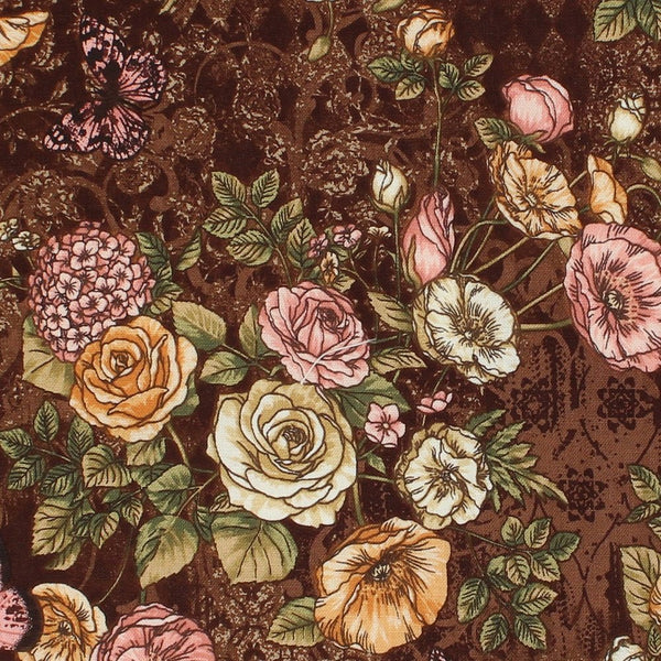 Romantic Garden Main Fabric - Brown - ineedfabric.com