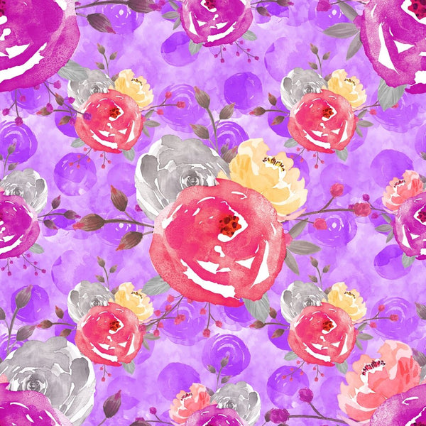 Rose and Wine Floral Fabric - Purple - ineedfabric.com