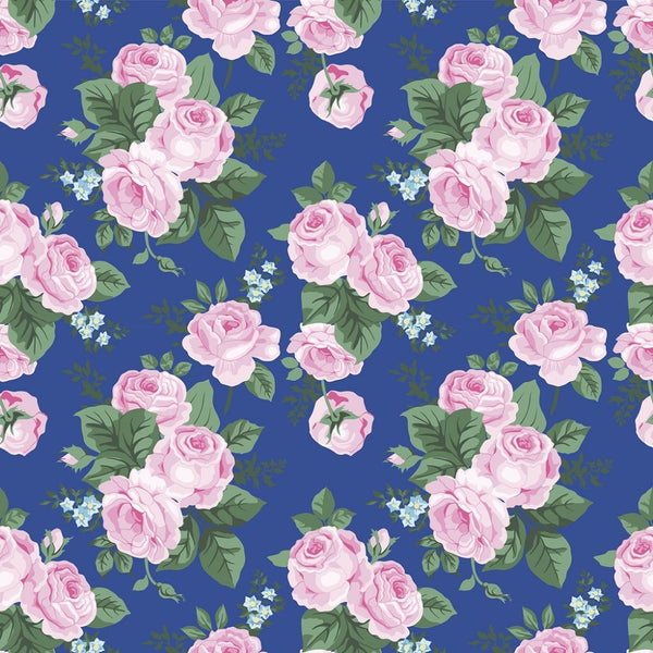 Rose Floral Bundle Fabric - Blue - ineedfabric.com