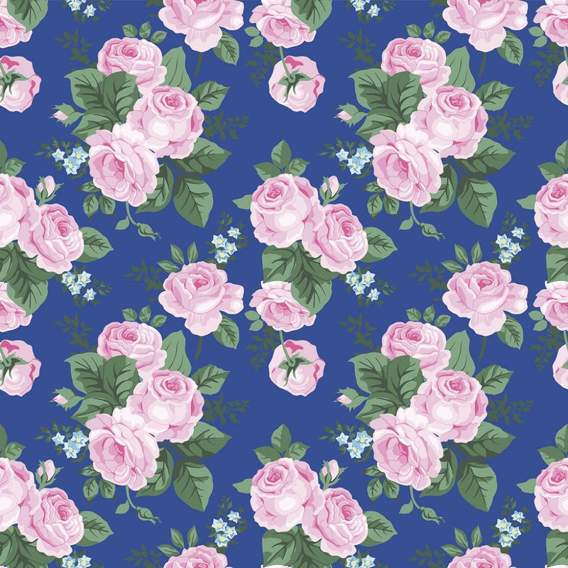 Rose Floral Bundle Fabric - Blue - ineedfabric.com