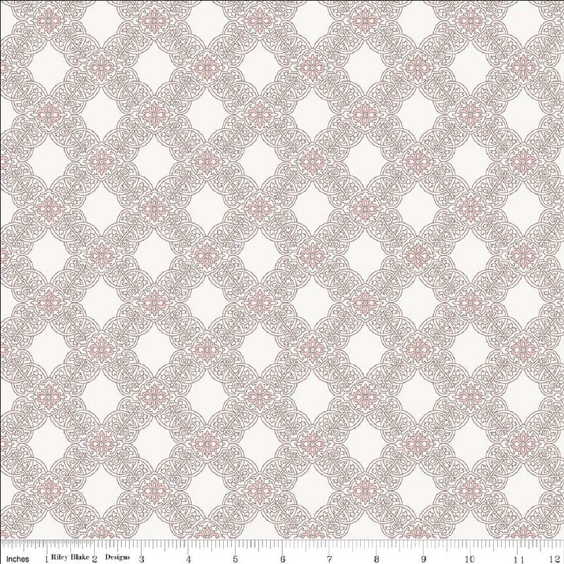 Rose Garden Tile Fabric - Cream - ineedfabric.com