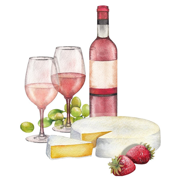 Rosé Wine & Hors D'oeuvres Fabric Panel - ineedfabric.com