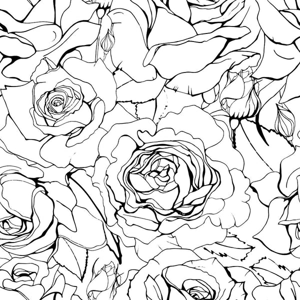 Roses Fabric - Black/White - ineedfabric.com