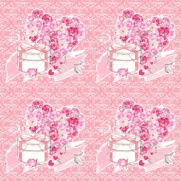 Roses Heart Valentine Allover Fabric - Pink - ineedfabric.com