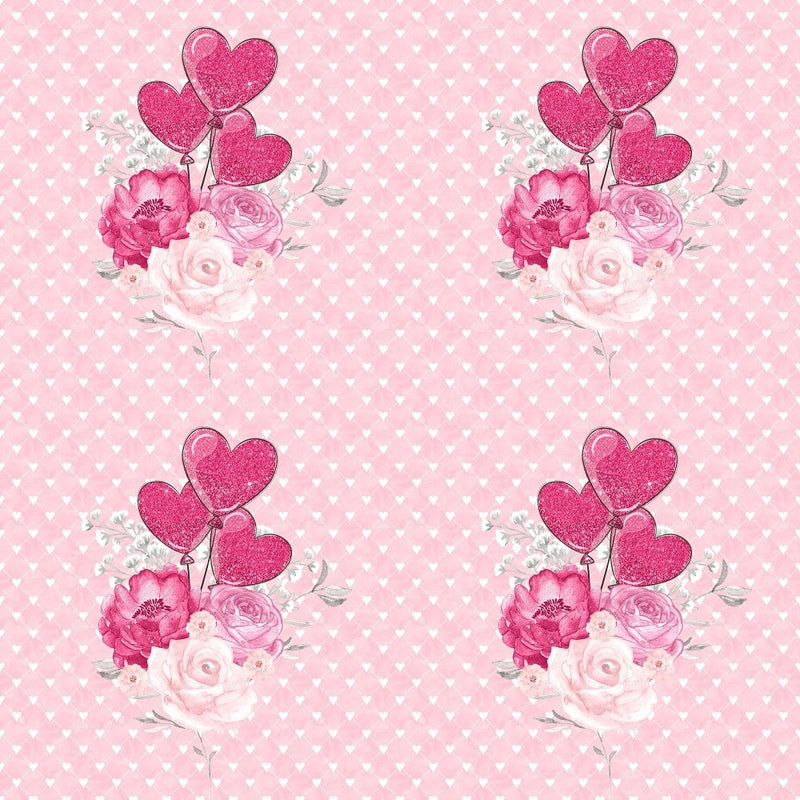 Roses Heart Valentine Floral Bouquet on Hearts Fabric - ineedfabric.com