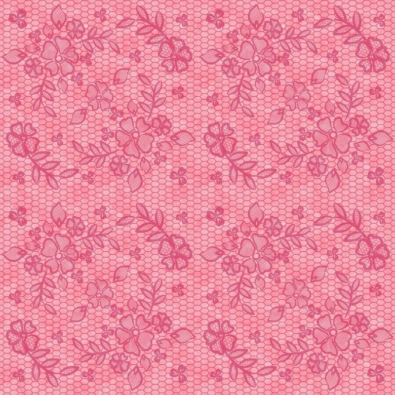 Roses Heart Valentine Floral Lace Fabric - Pink - ineedfabric.com