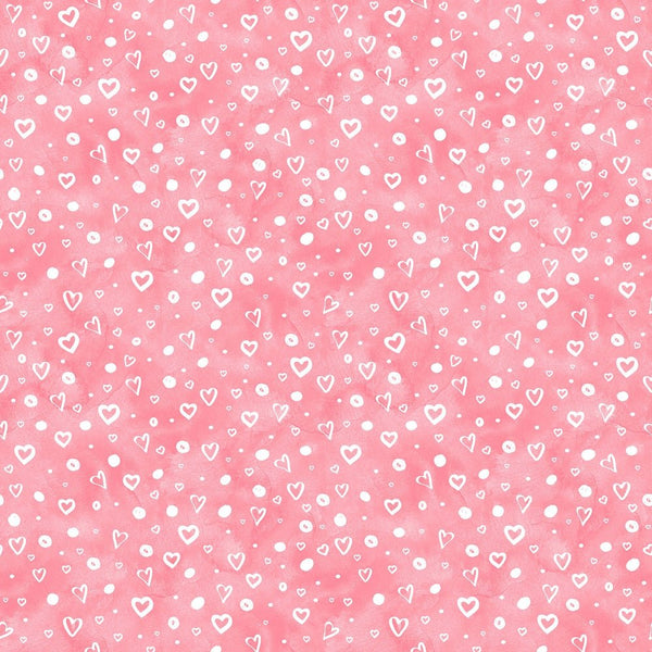 Roses Heart Valentine Grunge Fabric - Pink - ineedfabric.com