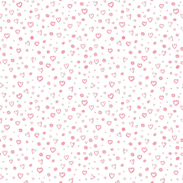 Roses Heart Valentine Grunge Fabric - White - ineedfabric.com