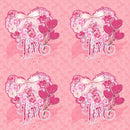 Roses Heart Valentine Love Fabric - Pink - ineedfabric.com
