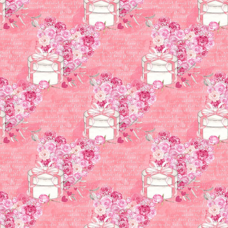 Roses Heart Valentine Main Fabric - Pink - ineedfabric.com