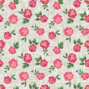 Roses on Hatched Pattern Fabric - Gray - ineedfabric.com