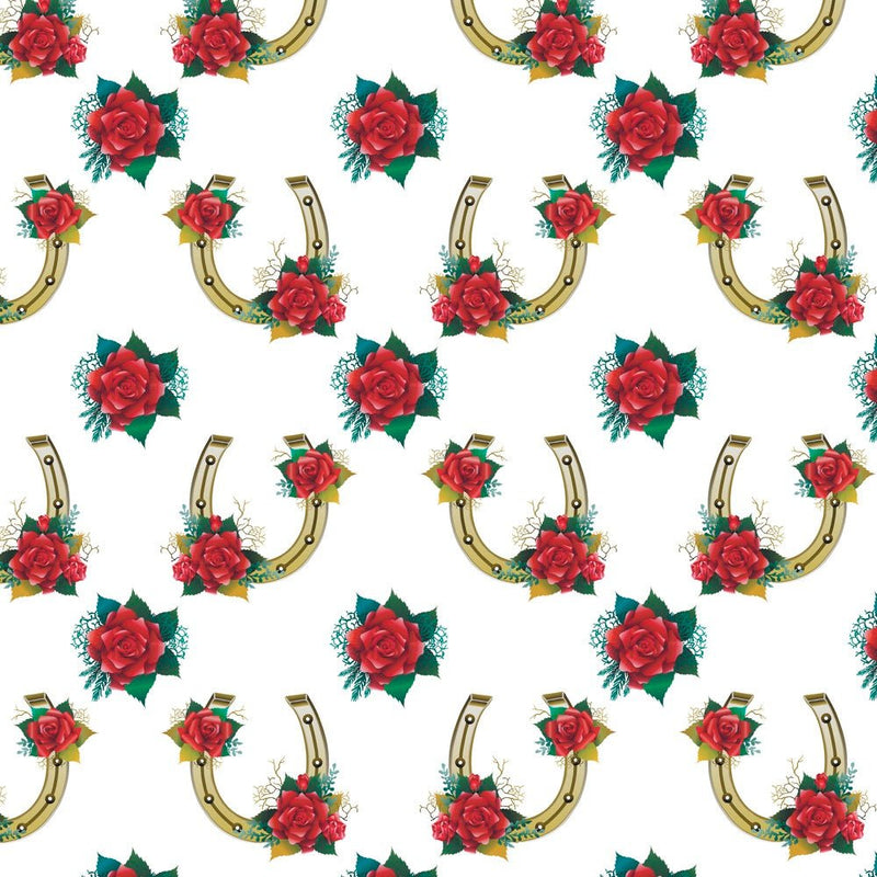 Roses On Horseshoes Fabric - ineedfabric.com